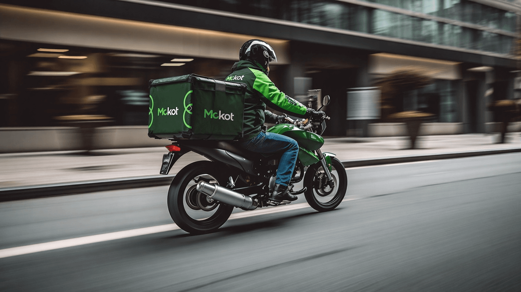 Mckot rider on motorcycle speeding through Accra
